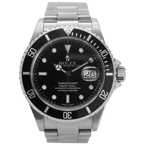 stainless steel rolex oyster perpetual submariner date watch model 16610|Rolex Submariner reference 16610.